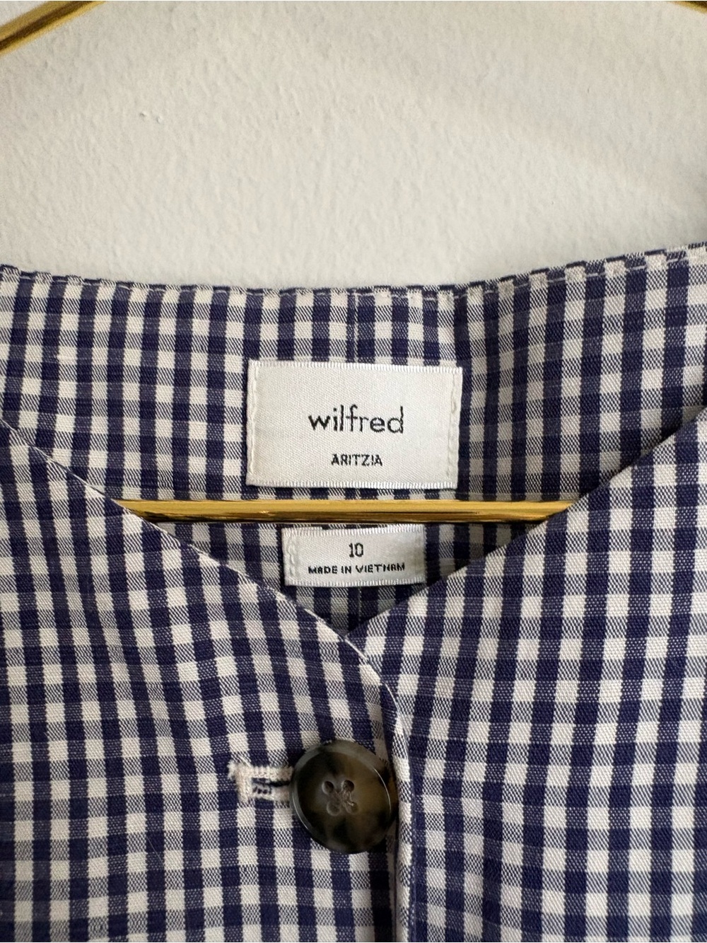 Aritzia Regal Vest Blue and White Gingham cruise Linen - Picture 3 of 5